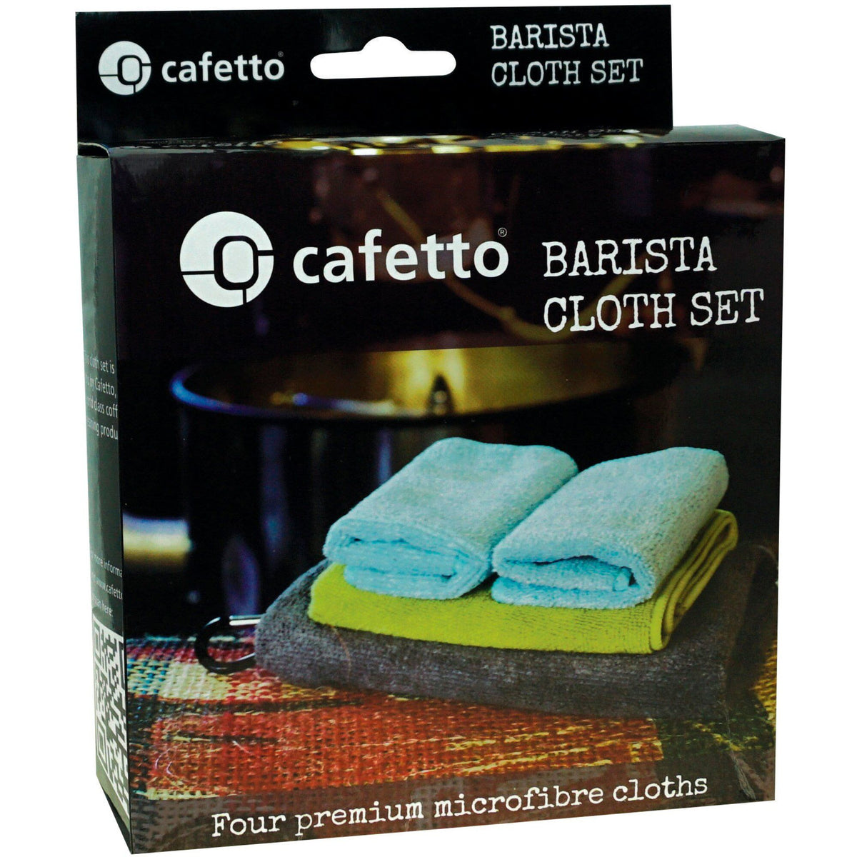 Cafetto barista-sæt med fire specialklude i mikrofiber til espressomaskine