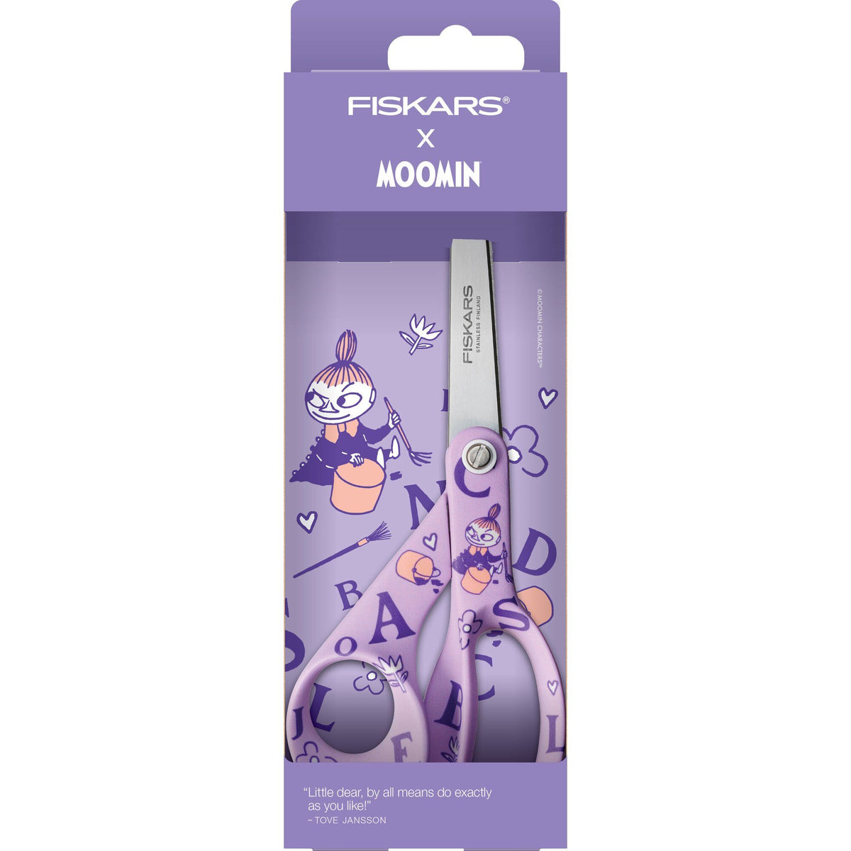 Fiskars universalsaks 21 cm med Moomin-motiv i ABC-udgaven