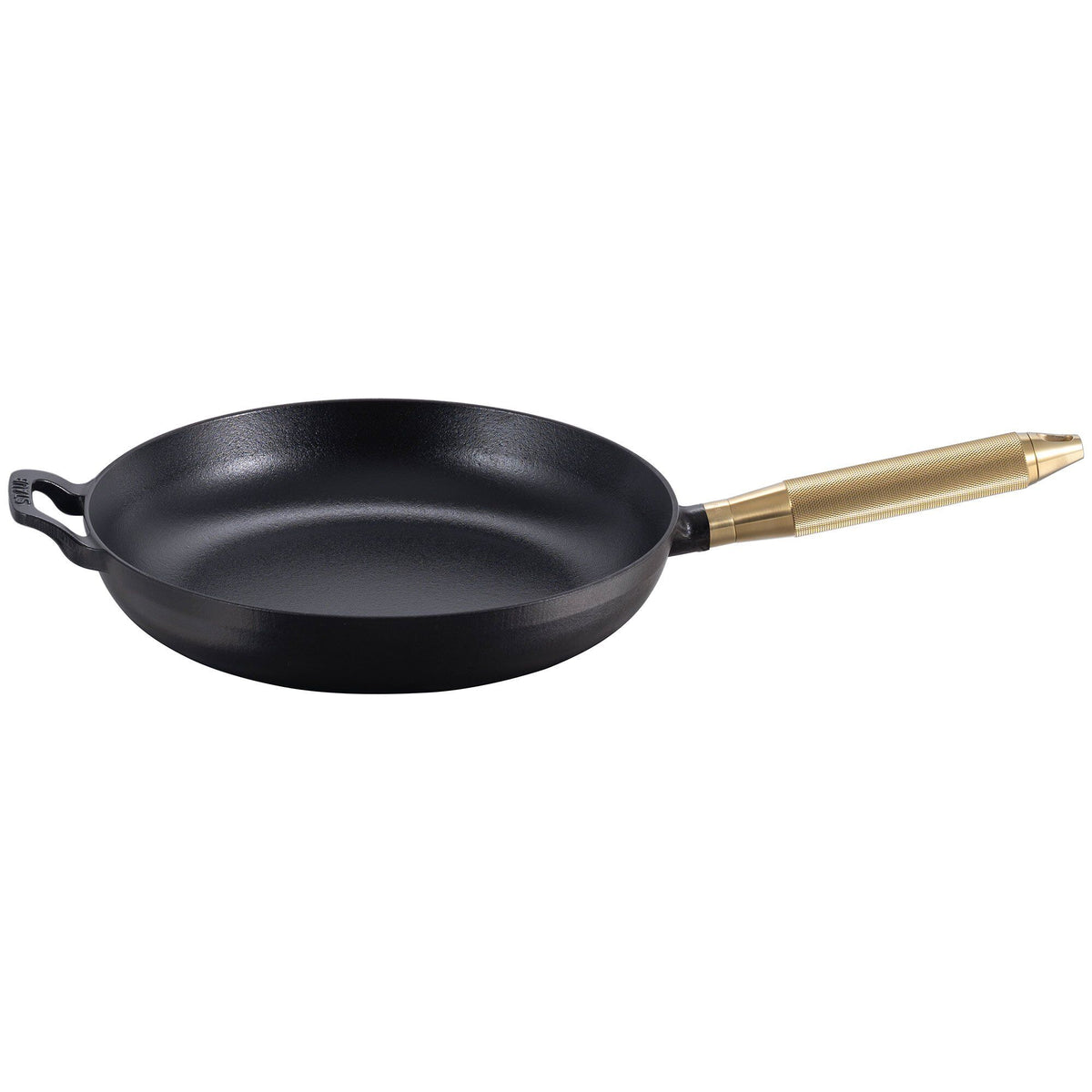Staub Buster+Punch rund stegepande i støbejern, 28 cm, med messinghåndtag