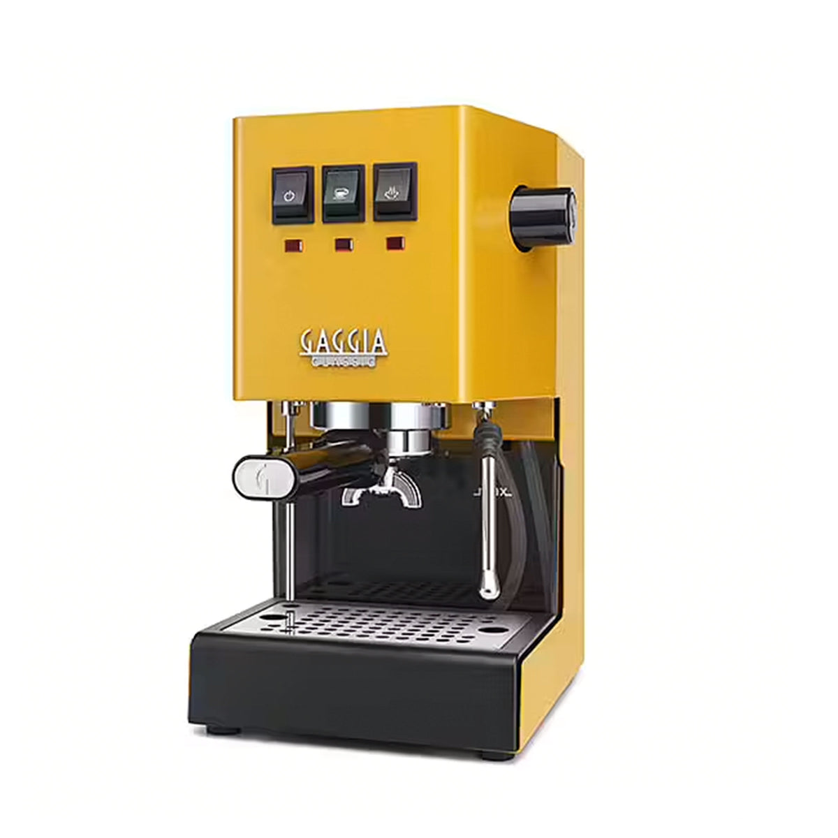 Gul Gaggia Classic E24 espressomaskine med bryggeenhed i messing