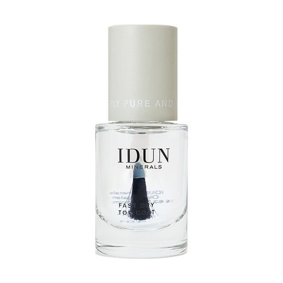 Flaske med IDUN Minerals Fast Dry Top Coat Brilliant, 11 ml