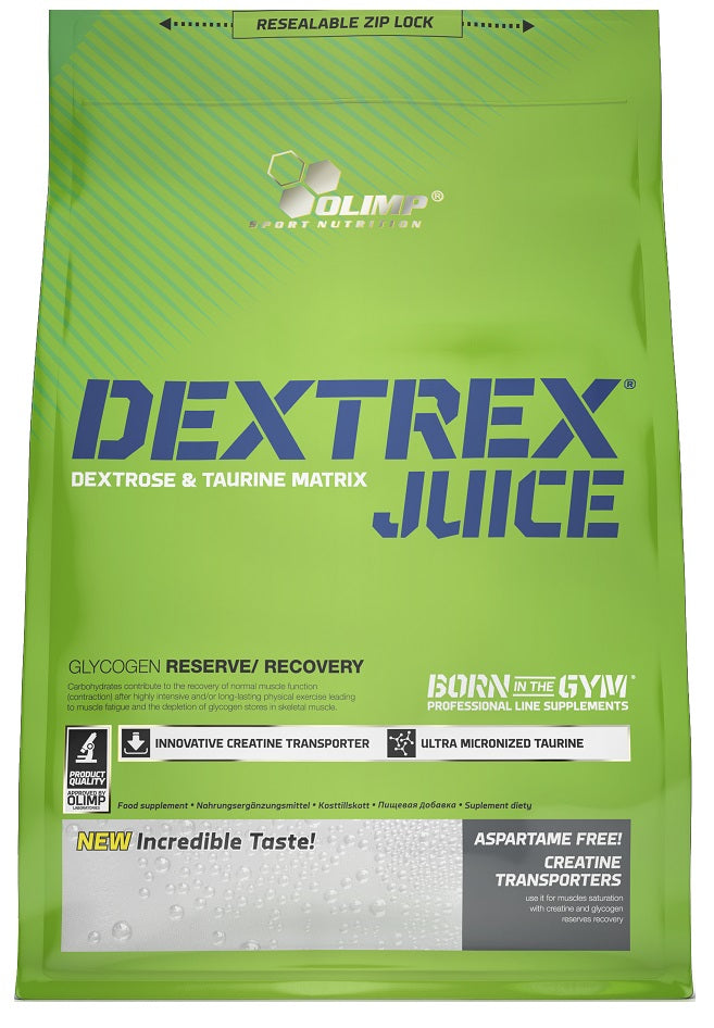 Pakning med Olimp Nutrition Dextrex Juice kulhydratpulver i smagen Lemon, 1000 g