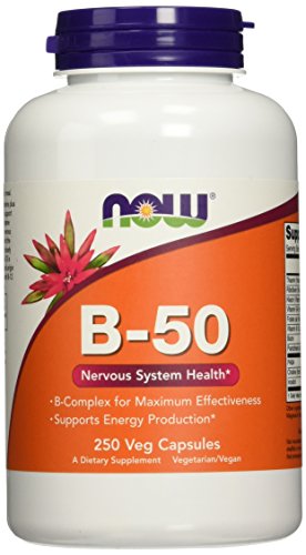 Pakning med NOW Foods Vitamin B-50, 250 vegetariske kapsler