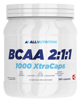 Produktbillede af Allnutrition BCAA 2:1:1 1000 XtraCaps, beholder med 360 kapsler