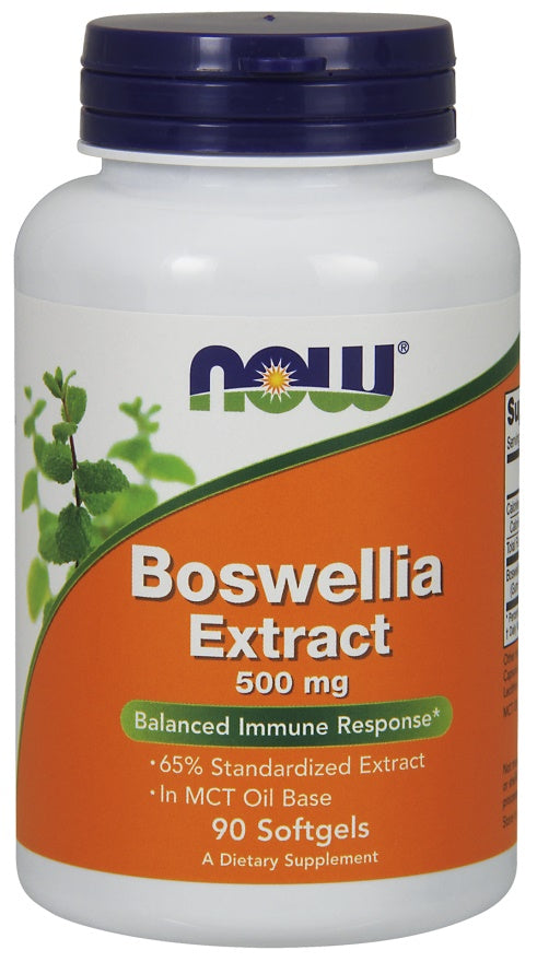 Pakning med NOW Foods Boswellia-ekstrakt 500 mg, 90 bløde kapsler