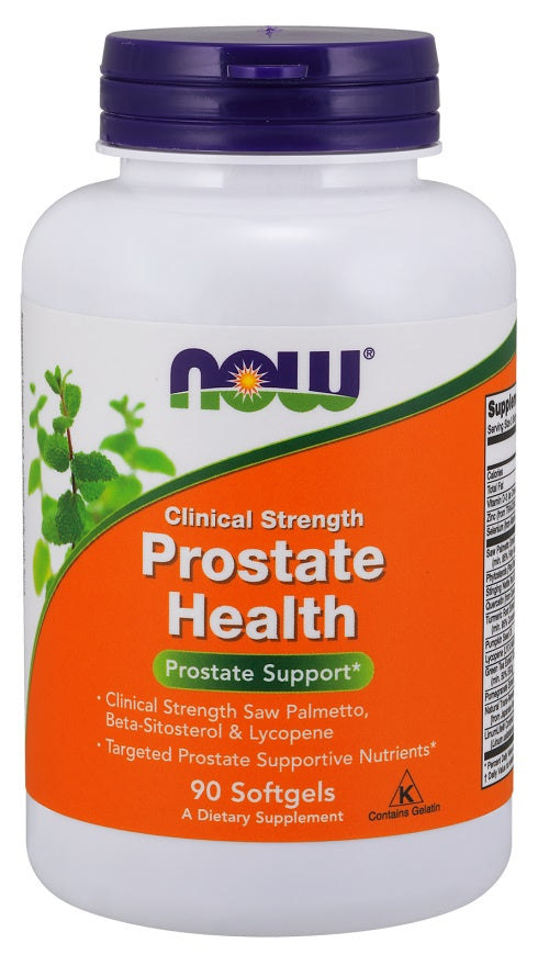 Pakning med NOW Foods Prostate Health Clinical Strength savpalme, 90 bløde kapsler