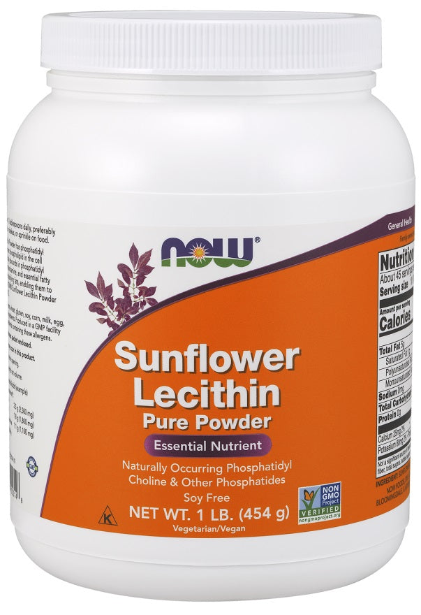 Pakning med NOW Foods solsikkelecithin, rent pulver, 454 g