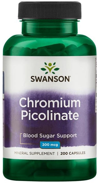 Beholder med Swanson krompicolinat 200 mcg, 200 veganske kapsler