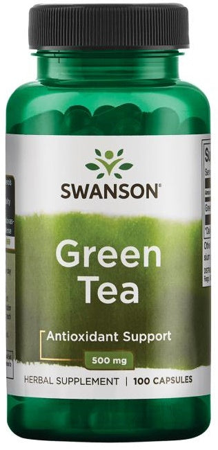 Swanson grøn te-ekstrakt 500 mg, pakke med 100 kapsler