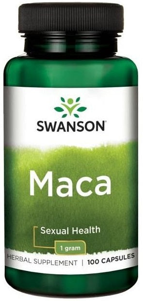 Pakning med Swanson Maca 500 mg, 100 kapsler