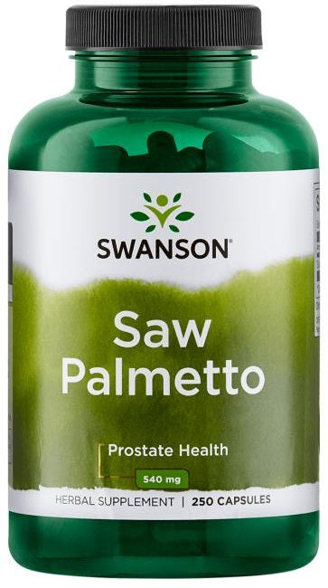 Beholder med Swanson Saw Palmetto 540 mg, 250 veganske kapsler
