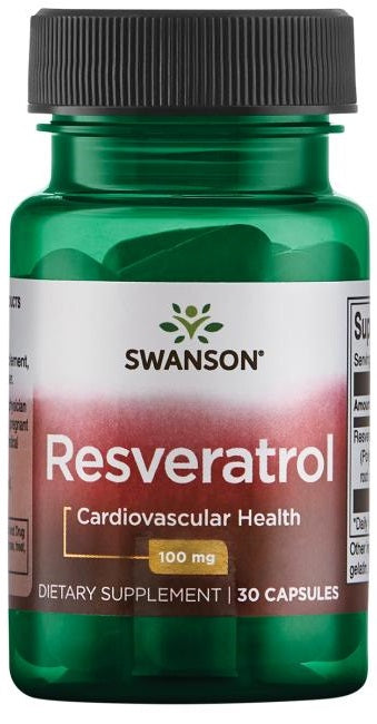 Pakning med Swanson Resveratrol 100 mg, 30 kapsler