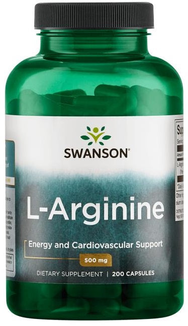Swanson L-arginin 500 mg kosttilskud, pakke med 200 kapsler