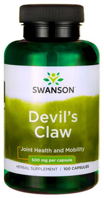 Beholder med Swanson Djævelens klo, 500 mg, 100 kapsler
