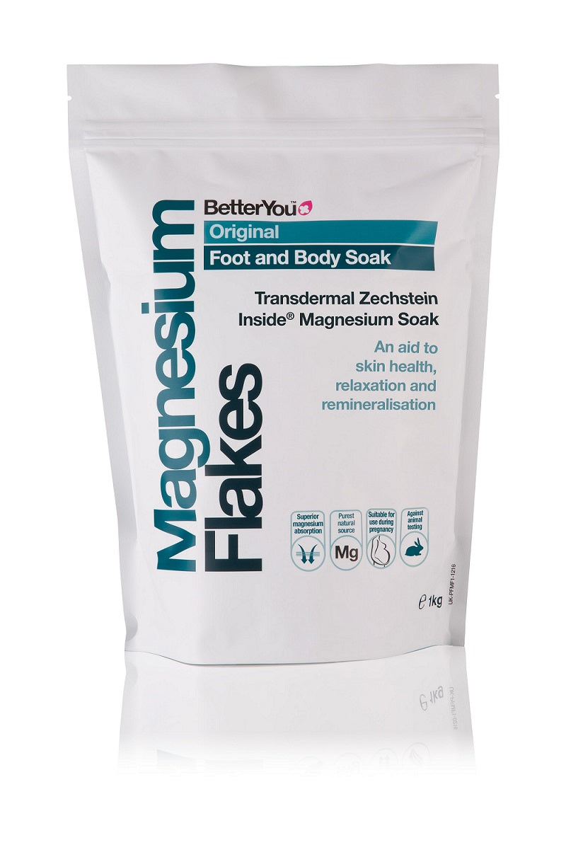 Pakke med BetterYou Magnesiumflager til badet, 1000 g