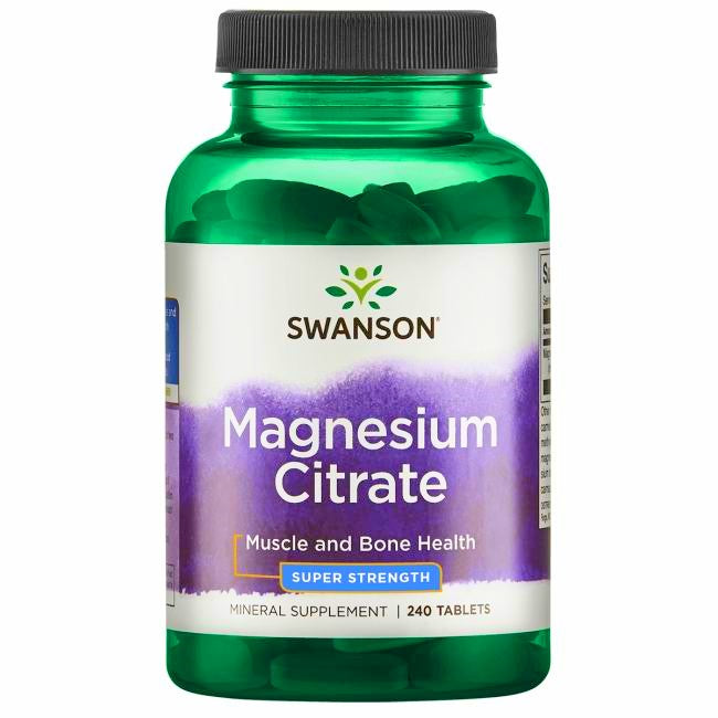 Pakke med Swanson magnesiumcitrat 225 mg Super-Strength, 240 tabletter