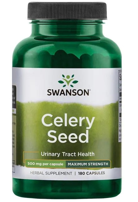 Pakning med Swanson sellerifrø 500 mg, 180 kapsler