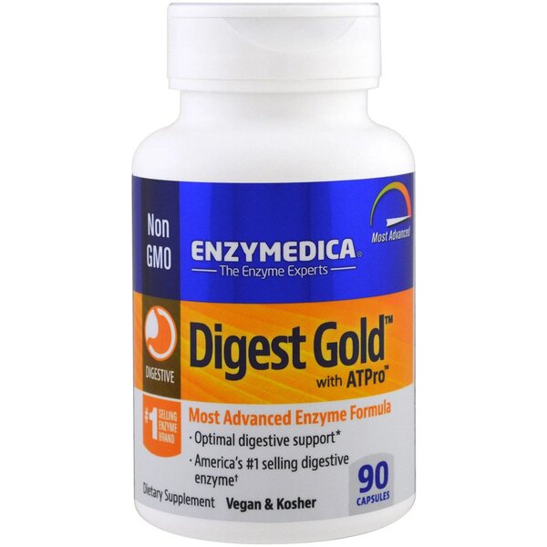 Beholder med Enzymedica Digest Gold med ATPro, 90 kapsler
