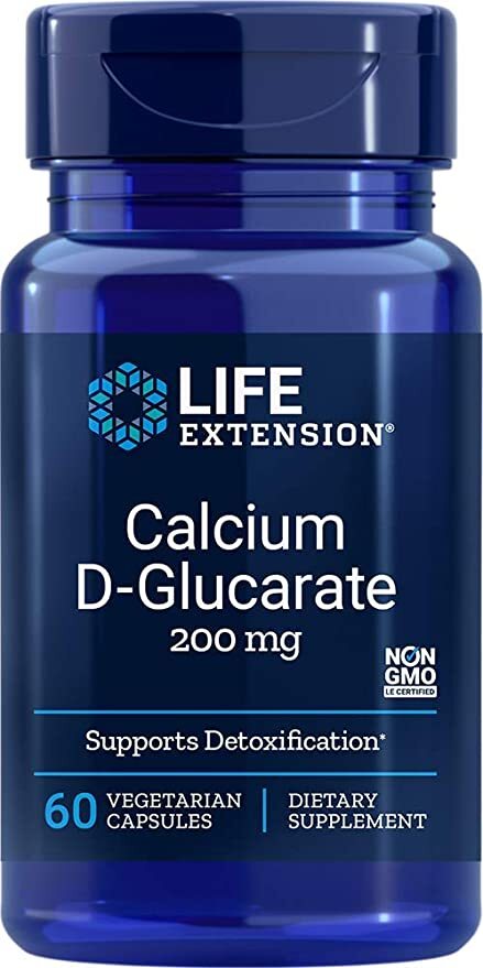 Life Extension Calcium-D-glucarat 200 mg, pakke med 60 vegetabilske kapsler