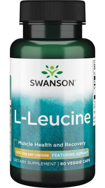 Swanson AjiPure L-leucin 500 mg, pakke med 60 vegetariske kapsler