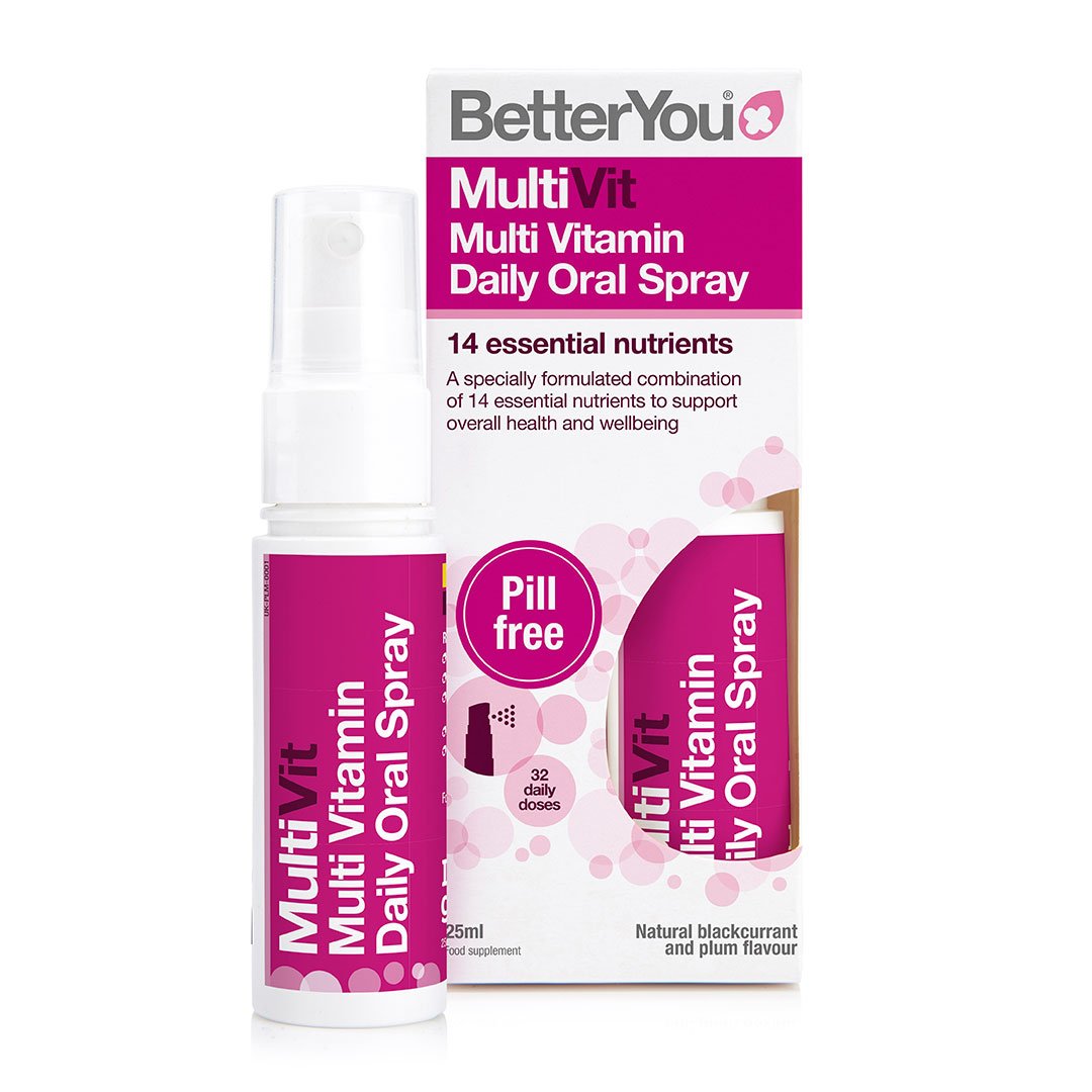 BetterYou MultiVit mundspray med smag af solbær og blomme, 25 ml