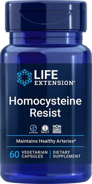 Beholder med Life Extension Homocysteine Resist B-kompleks, 60 vegetariske kapsler