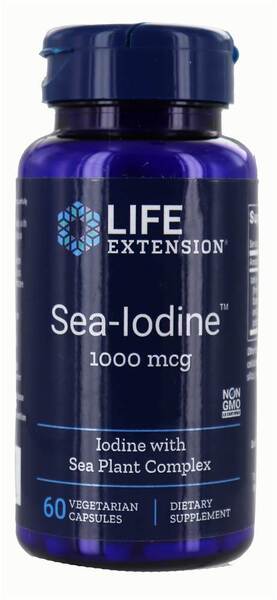 Life Extension havjod 1000 mcg i pakning med 60 vegetabilske kapsler