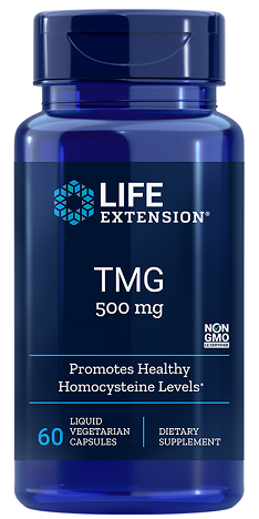 Flaske med Life Extension TMG 500 mg, 60 flydende vcaps