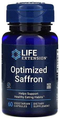 Glas med Life Extension Optimized Saffron, 60 vcaps med safranekstrakt