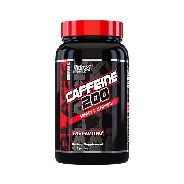 Beholder med Nutrex Caffeine 200 koffeinkapsler, 60 vegetabilske kapsler