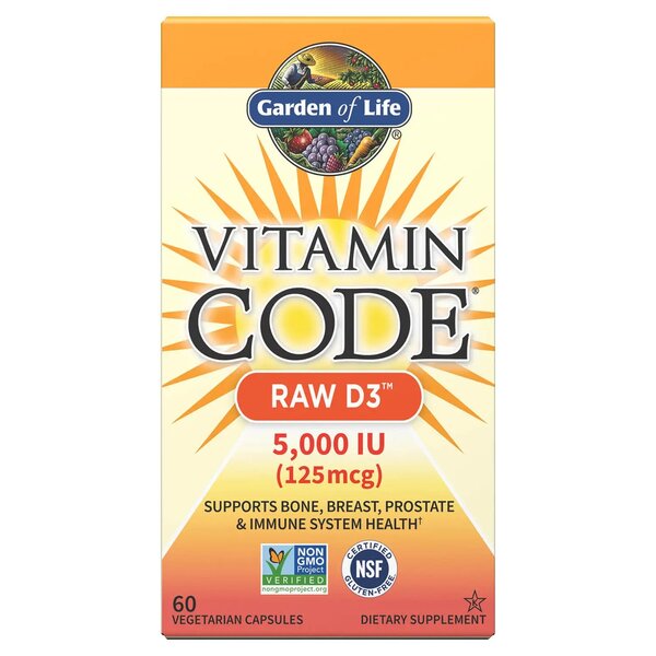 Produktbillede af Garden of Life Vitamin Code Raw D3 5000 IE, 60 vegetabilske kapsler