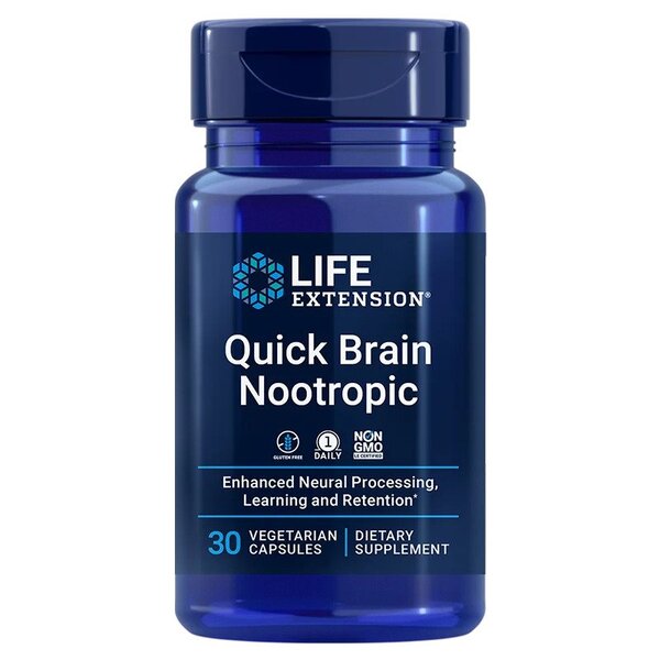 Life Extension Quick Brain Nootropic, 30 vegetabilske kapsler