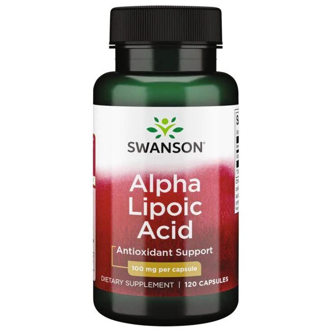 Swanson alfa-liponsyre 100 mg, pakke med 120 kapsler