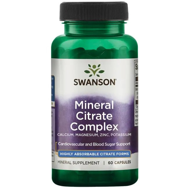 Pakke med Swanson Mineral Citrate Complex, 60 kapsler med fire mineraler