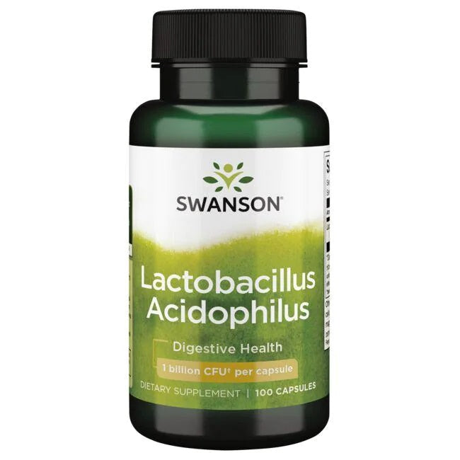 Beholder med Swanson Lactobacillus acidophilus, 1 milliard CFU, 100 kapsler