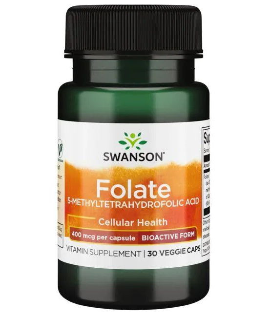 Pakning med Swanson Folat 5-methyltetrahydrofolsyre, 400 mcg, 30 vegetabilske kapsler