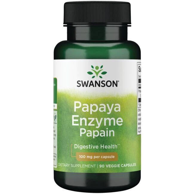 Pakning med Swanson Papaya-enzymet papain, 100 mg, 90 vegetabilske kapsler