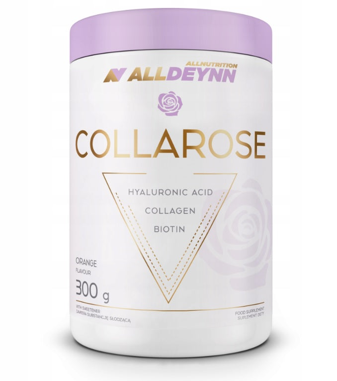 Bøtte med Allnutrition AllDeynn Collarose kollagenpulver fra okse, orange, 300 g