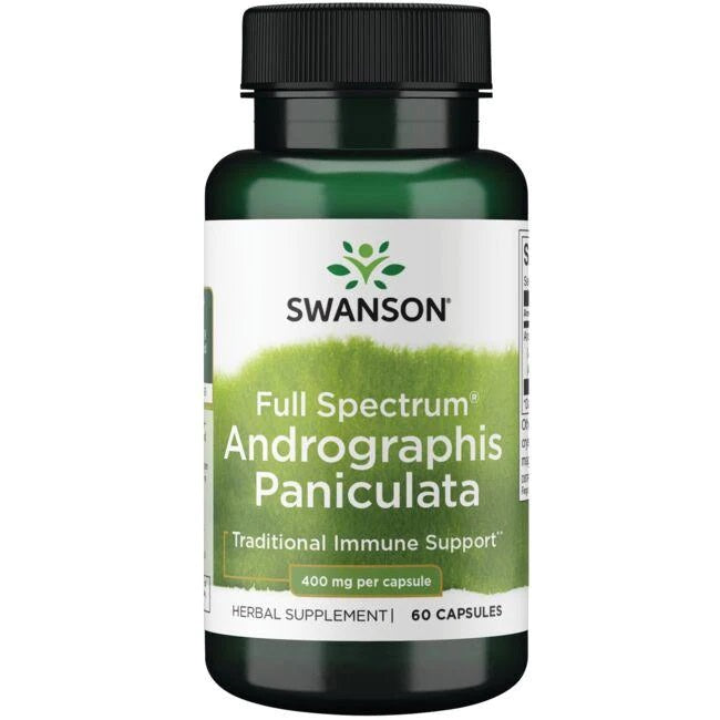 Swanson Andrographis paniculata fuldt spektrum, 400 mg, 60 kapsler