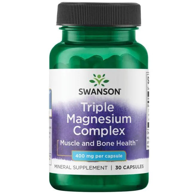 Pakning med Swanson Triple Magnesium Complex, 400 mg, 30 kapsler