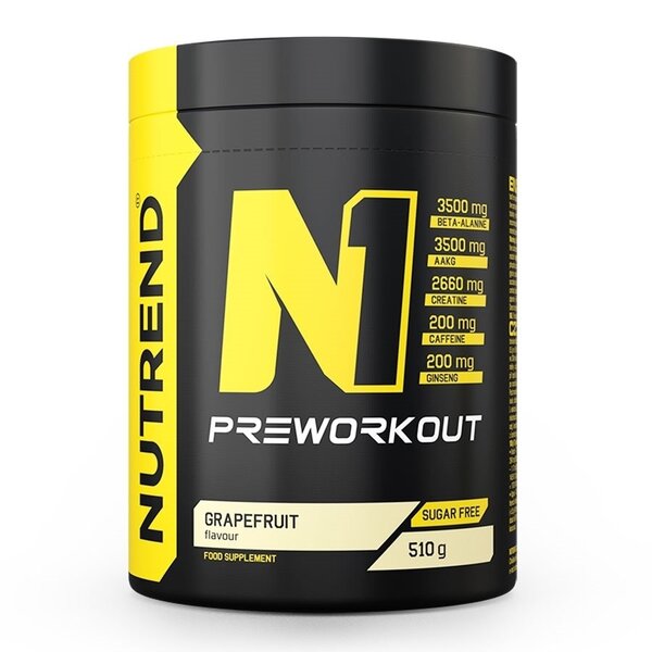 Beholder Nutrend N1 Pre-Workout pulver med grapefrugtsmag, 510 g