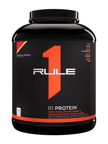 Rule One R1 Protein valleisolat i smagen Strawberry Banana, 2260 g