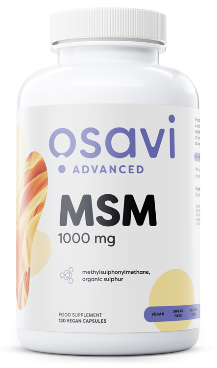 Osavi MSM 1000 mg kosttilskud, pakke med 120 veganske kapsler