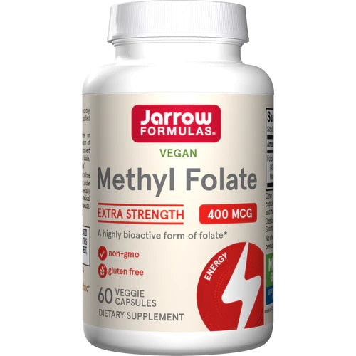 Beholder med Jarrow Formulas Folat Methylfolat, 400 mcg, 60 vcaps