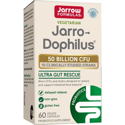Pakning med Jarrow Formulas Jarro-Dophilus Ultra Gut Rescue probiotika, 60 kapsler