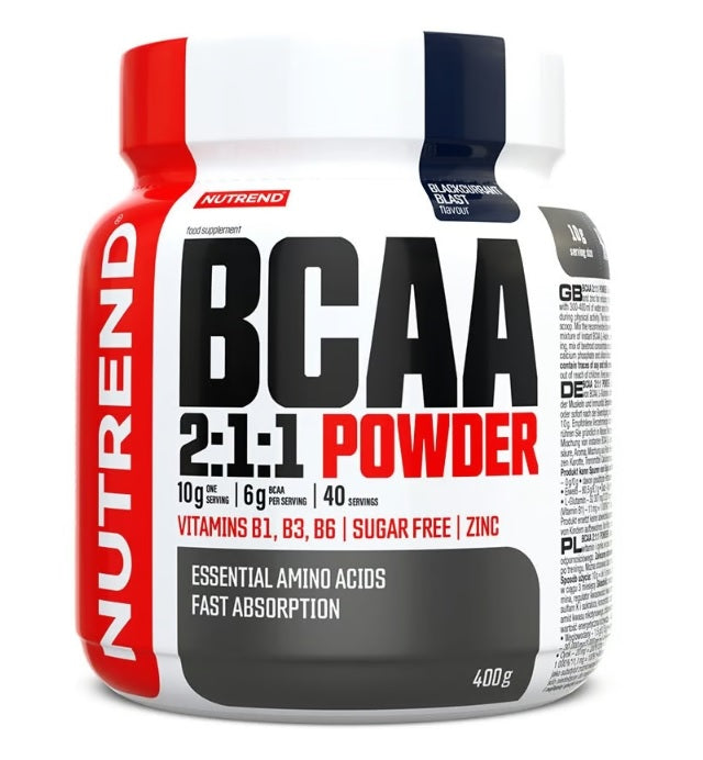 Nutrend BCAA 2:1:1 pulver i smagen Blackcurrant Blast, 400 g