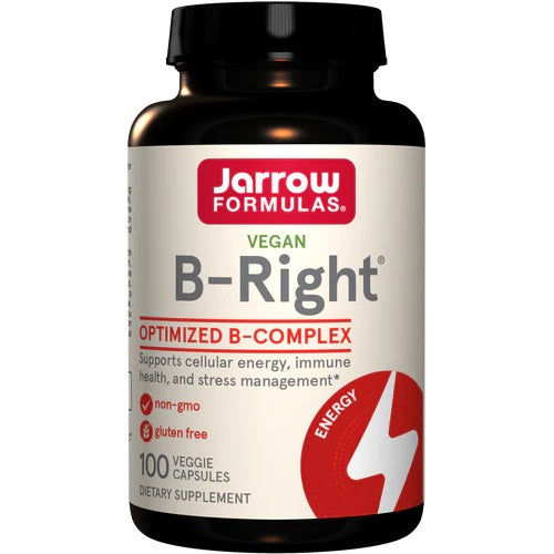 Glas med Jarrow Formulas B-Right B-kompleks, 100 vegetabilske kapsler