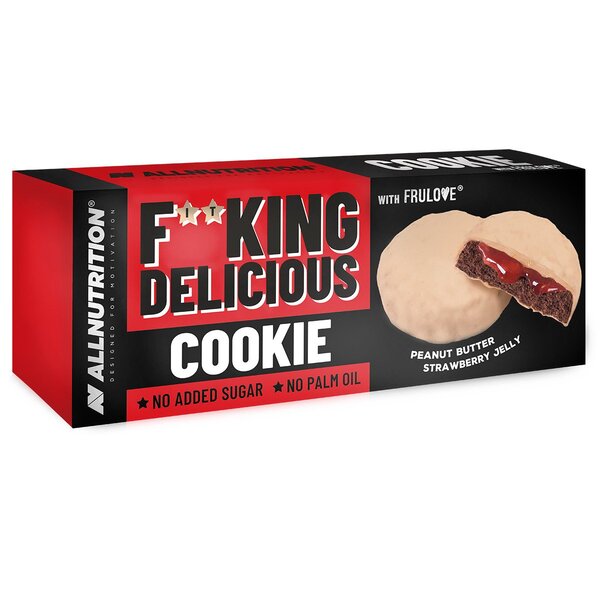 Allnutrition Fitking Delicious Cookie med jordnøddesmør og jordbærgelé, 128 g