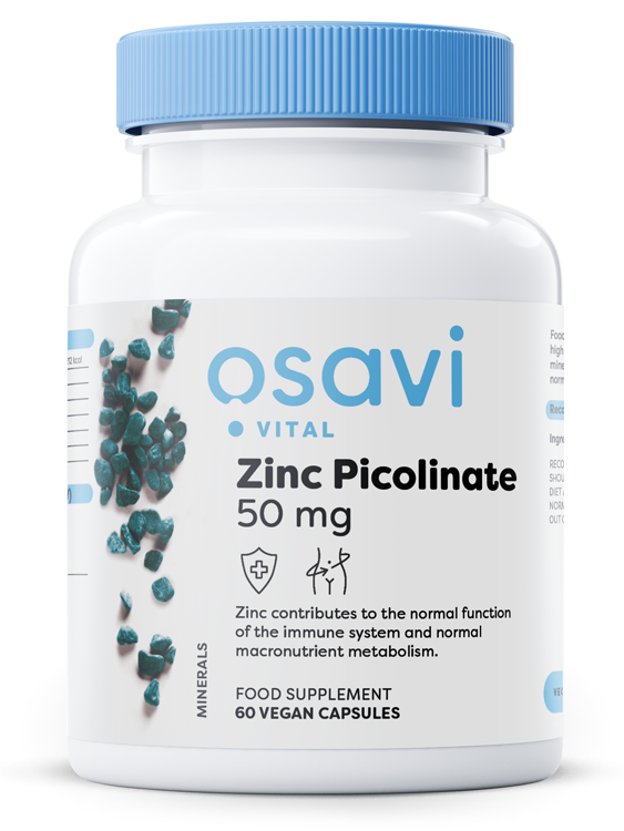Dåse med Osavi Zinc Picolinate, 60 veganske kapsler med zinkpicolinat