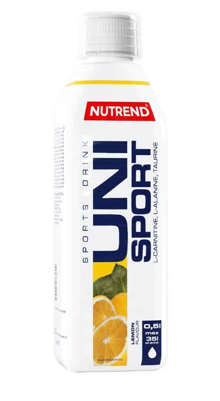 Flaske med Nutrend Unisport koncentreret isotonisk sportsdrik i smagen lemon, 500 ml